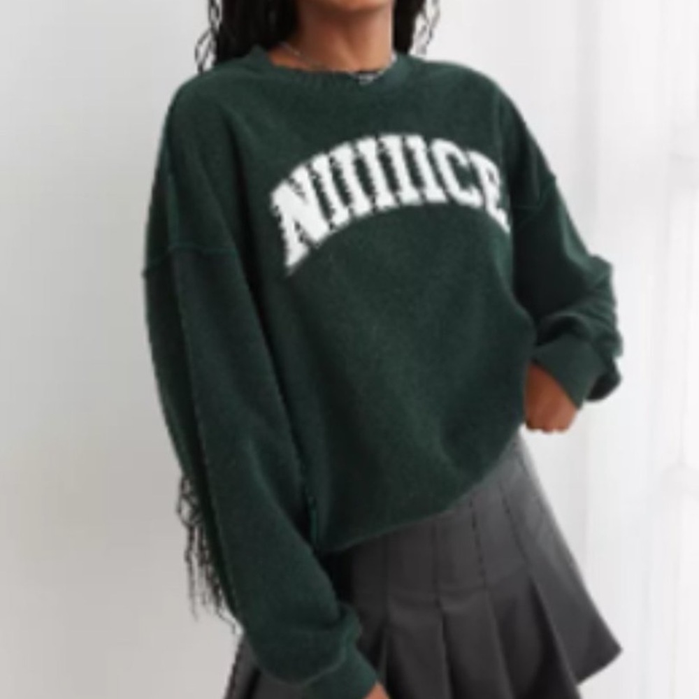 Aerie The Chill Cozy Crewneck Nice Sweatshirt Size Large Green Rare Sweater